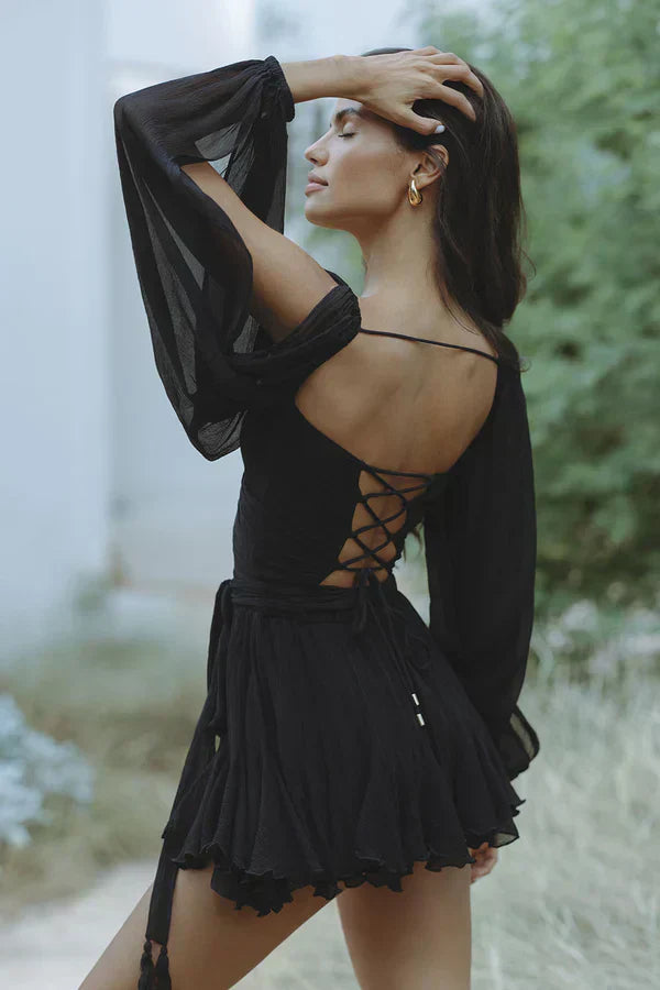 Layla – Robe mini fantaisie à manches ballon