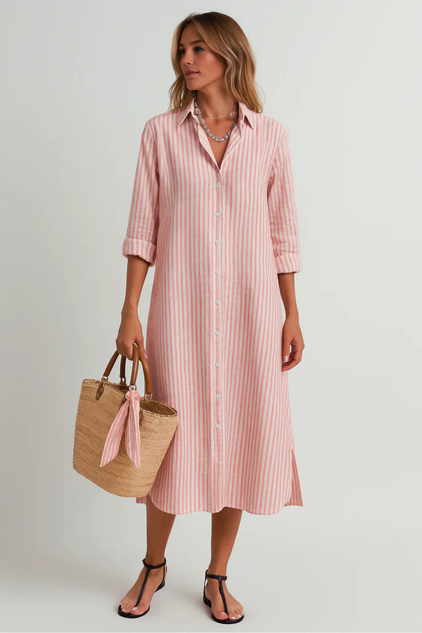 Sophia – Robe chemise élégante à rayures
