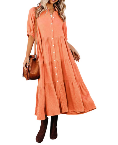 Caroline - Robe chemise luxueuse à volants