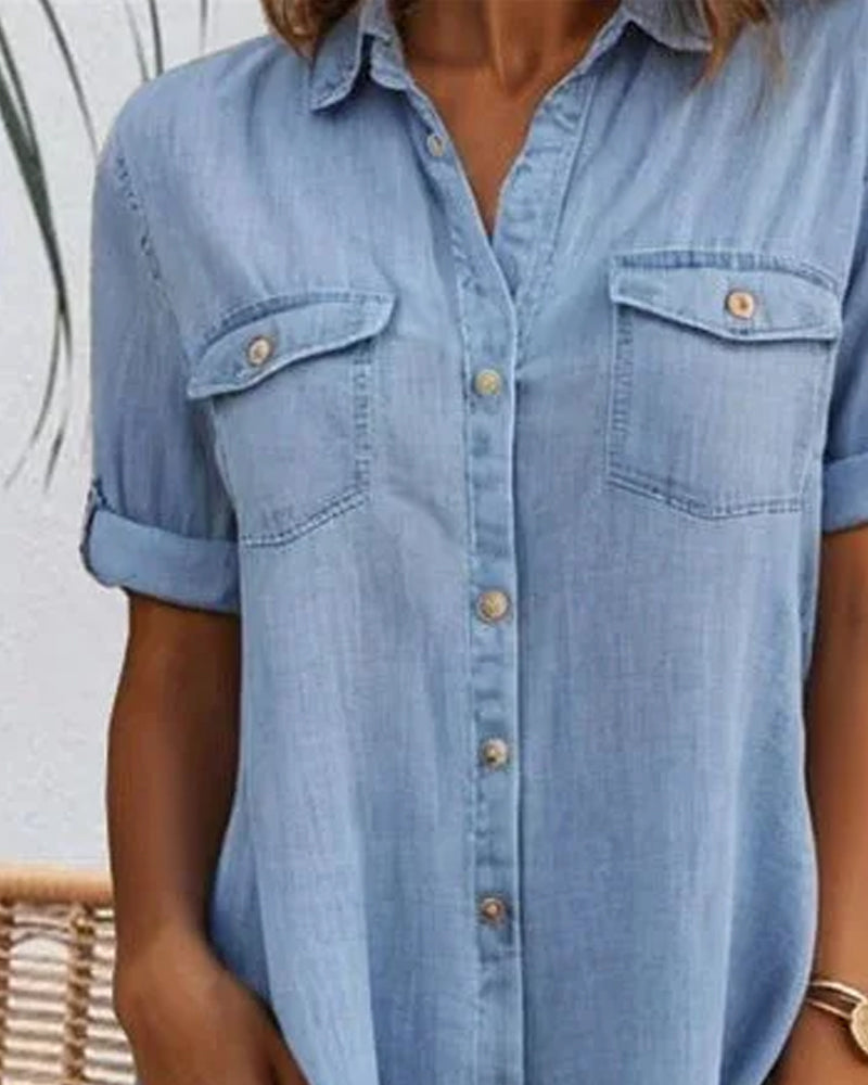 Mariline - Robe chemise en denim décontractée