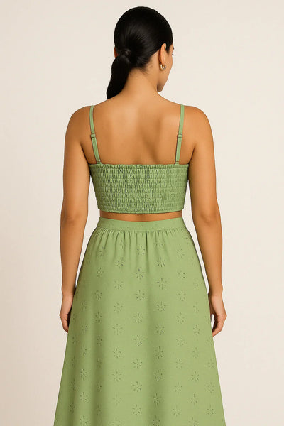 Sofia - Ensemble brodé crop top & jupe longue fluide