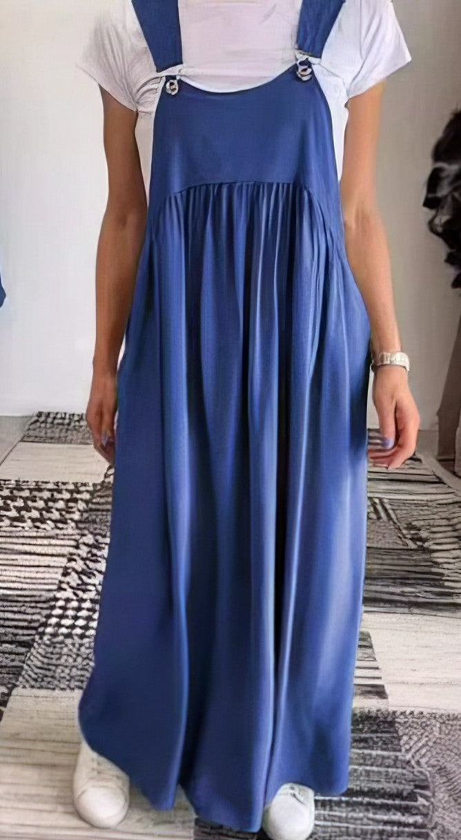 Grace – Robe Décontractée à Bretelles et Couleur Unie