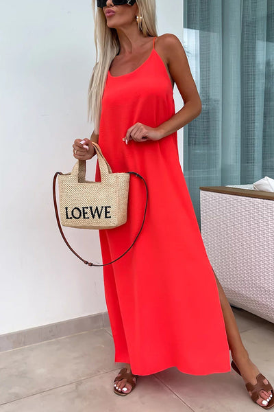 Myriam - Robe Maxi Unie Dos Nu à Bretelles