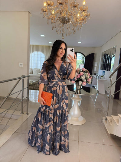 Lauriane – Robe longue fleurie à coupe confortable pour journées élégantes
