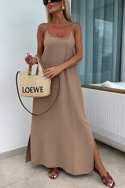 Myriam - Robe Maxi Unie Dos Nu à Bretelles