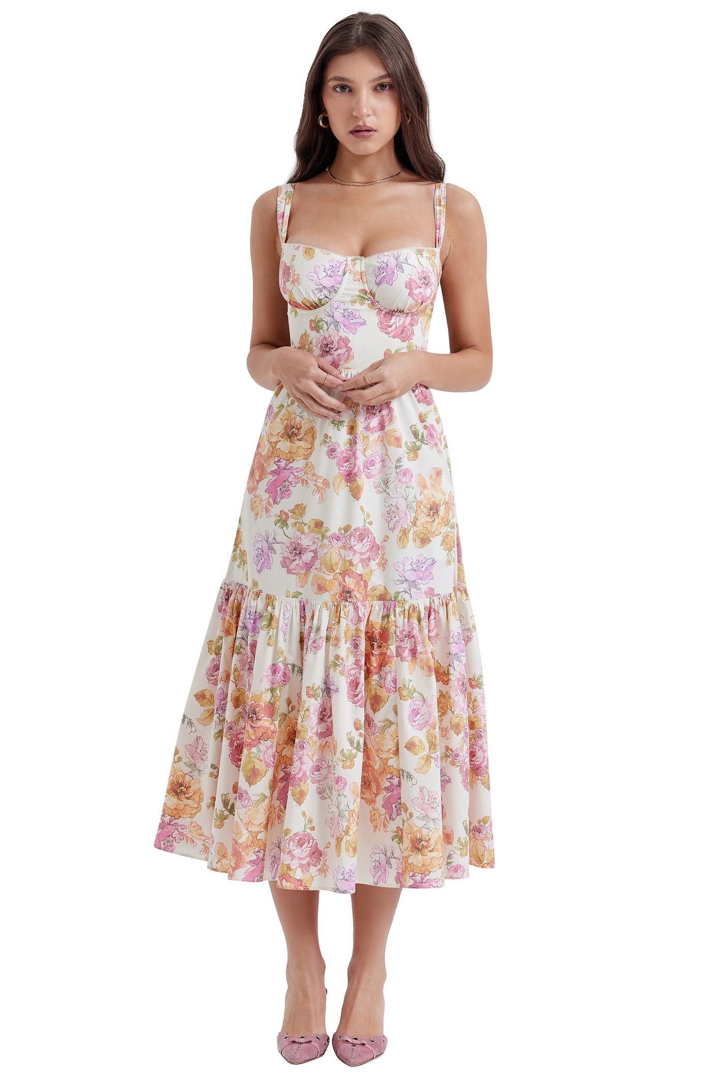 Elia – Robe Corset d'Été à Fleurs en Coton Stretch