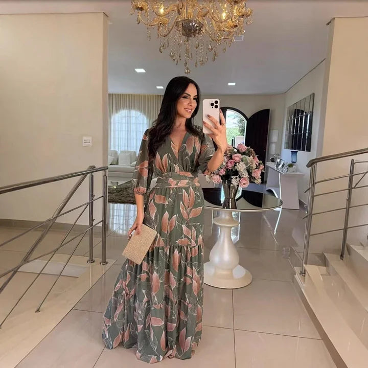 Lauriane – Robe longue fleurie à coupe confortable pour journées élégantes