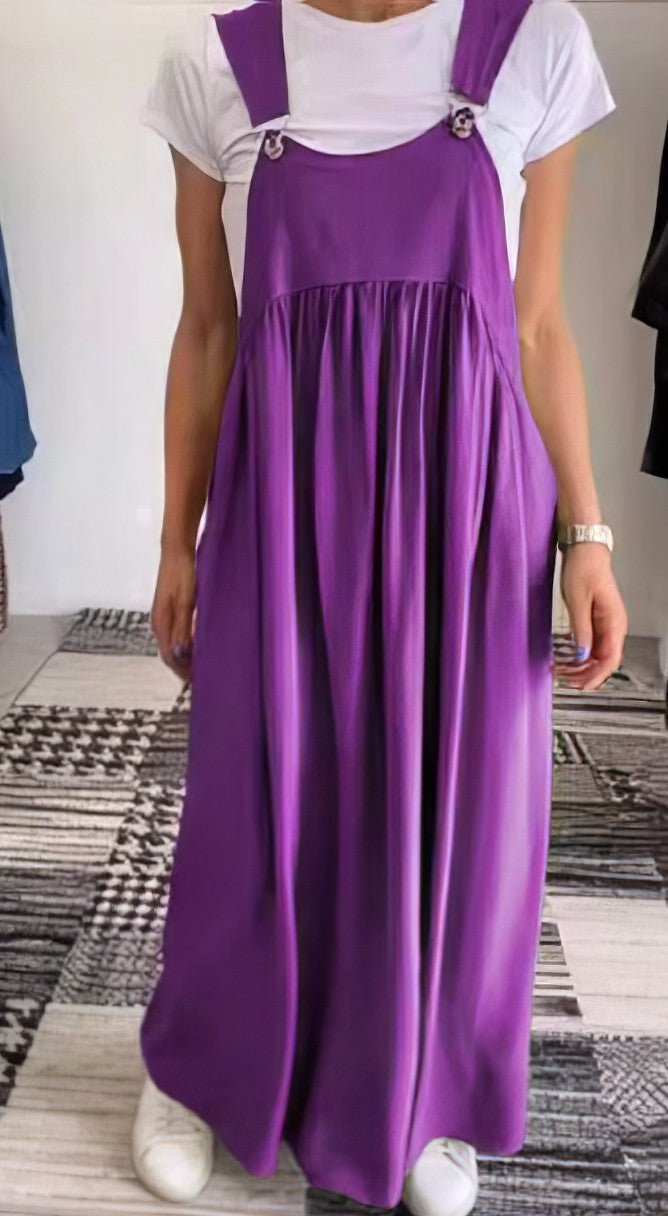 Grace – Robe Décontractée à Bretelles et Couleur Unie