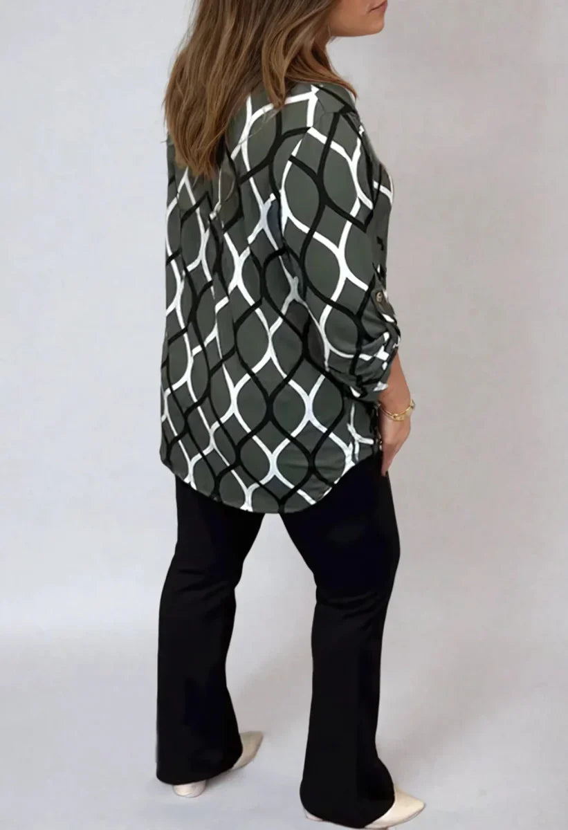 Cynthia – Blouse décontractée à manches longues et motif élégant