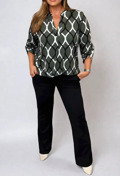 Cynthia – Blouse décontractée à manches longues et motif élégant