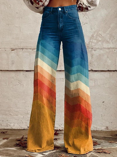 Elena – Pantalon Large à Fleurs, Élégant et Moderne