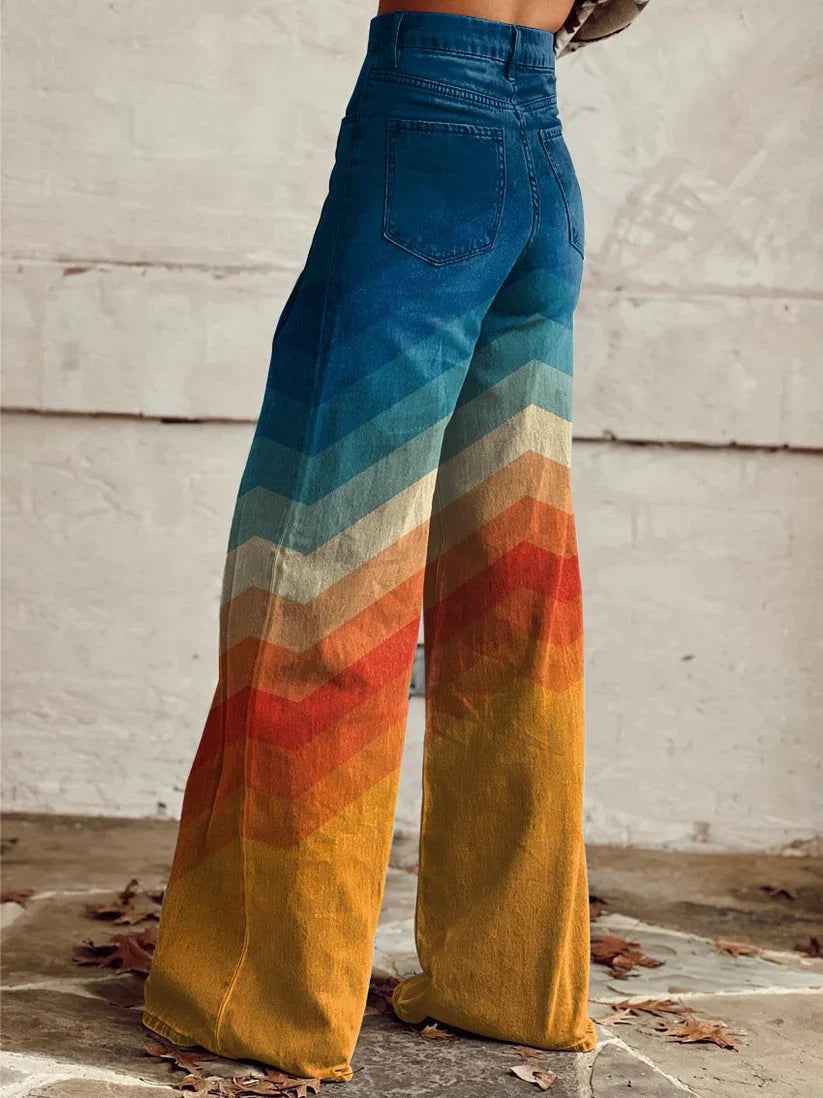 Elena – Pantalon Large à Fleurs, Élégant et Moderne