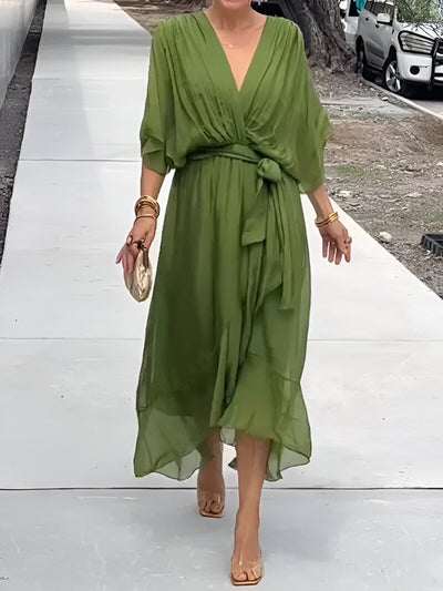 Monica - Robe en chiffon à col en V