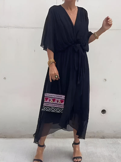 Monica - Robe en chiffon à col en V
