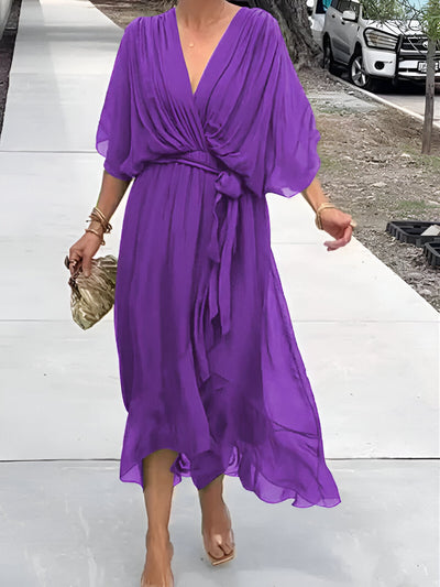 Monica - Robe en chiffon à col en V