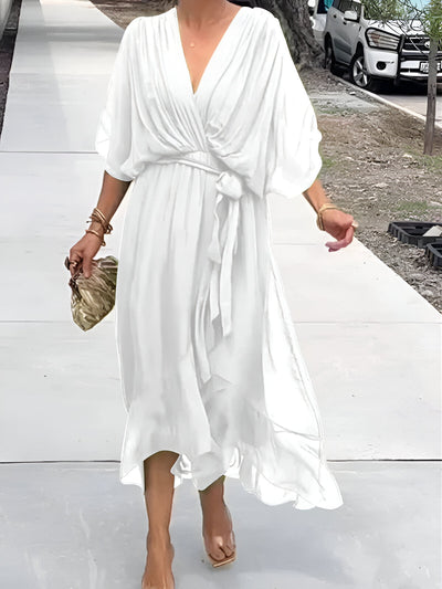 Monica - Robe en chiffon à col en V
