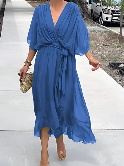 Monica - Robe en chiffon à col en V
