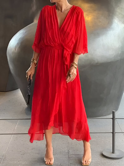 Monica - Robe en chiffon à col en V