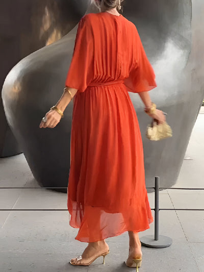 Monica - Robe en chiffon à col en V