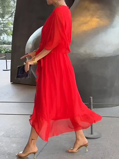 Monica - Robe en chiffon à col en V