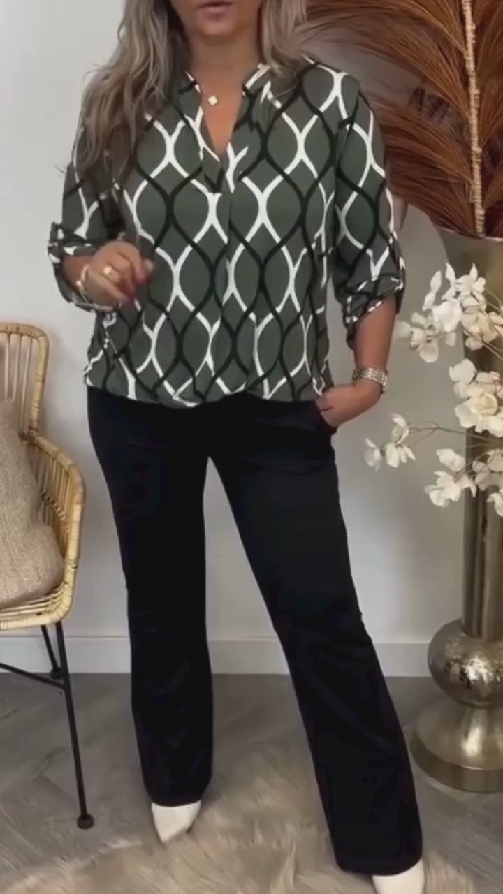 Cynthia – Blouse décontractée à manches longues et motif élégant