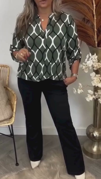 Cynthia – Blouse décontractée à manches longues et motif élégant