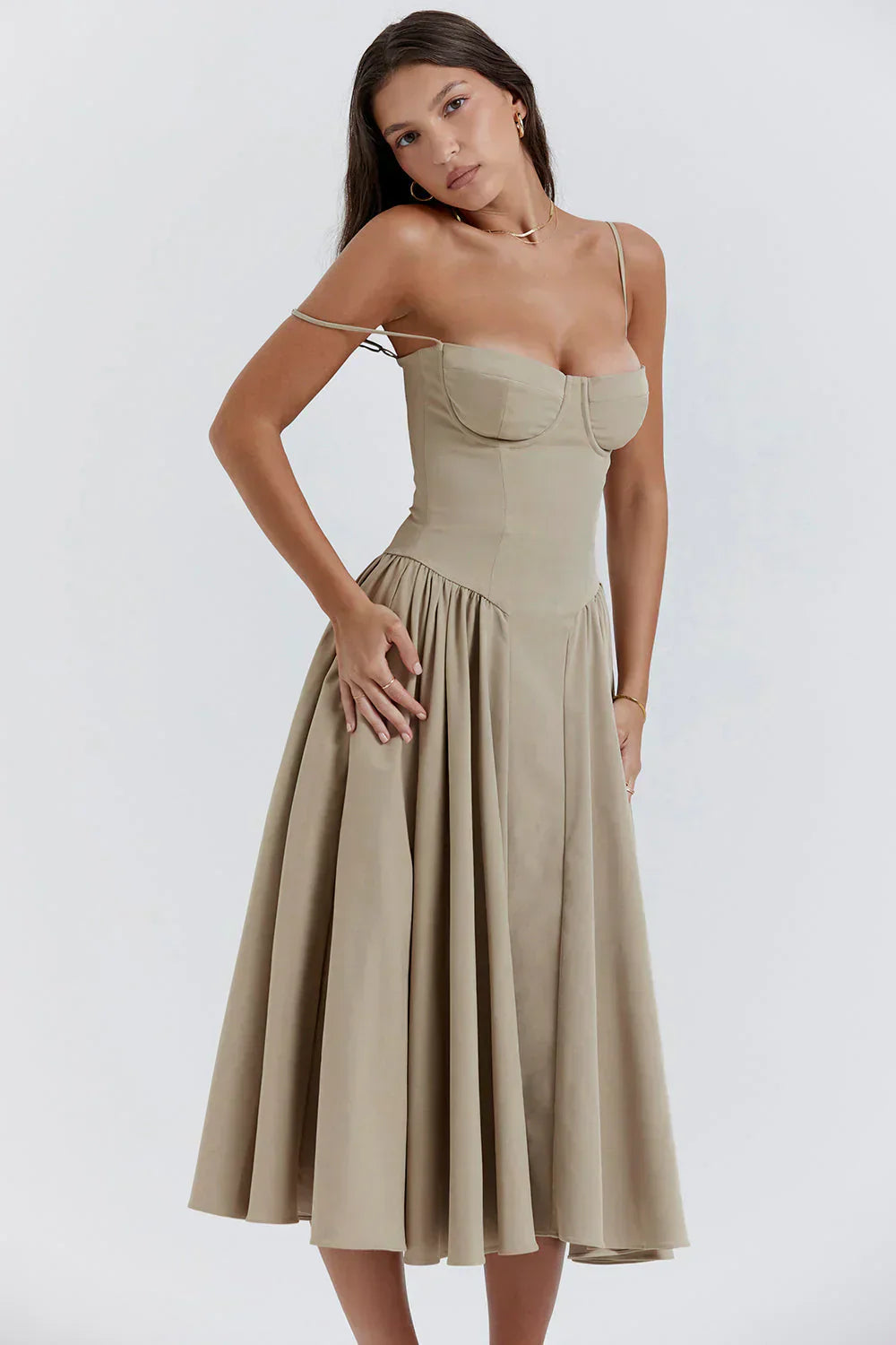 Sabine - Robe Corset Élégante à Fines Bretelles