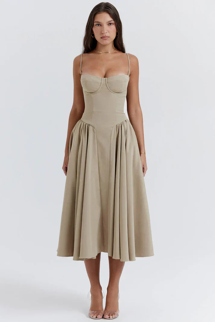 Sabine - Robe Corset Élégante à Fines Bretelles