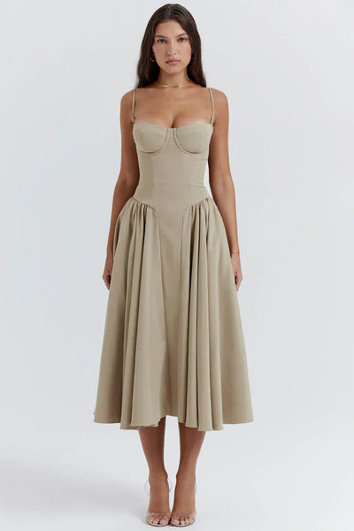 Sabine - Robe Corset Élégante à Fines Bretelles