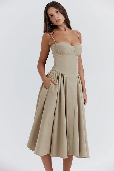 Sabine - Robe Corset Élégante à Fines Bretelles
