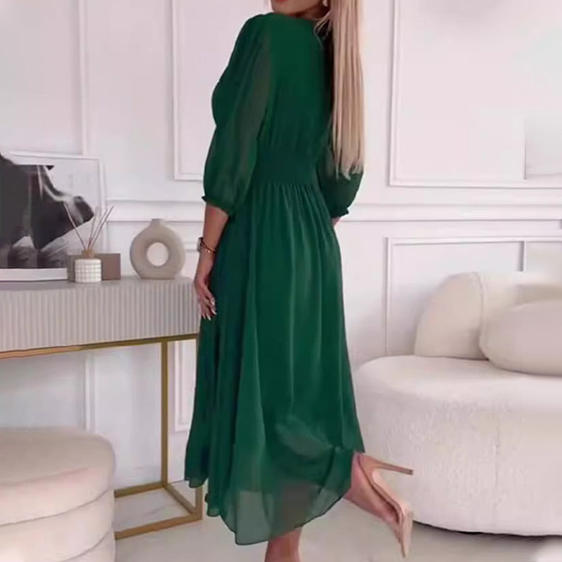 Nalia - Robe Légère en Chiffon à Col V