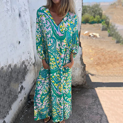 Maïka – Robe Longue Féminine avec Poches Pratiques