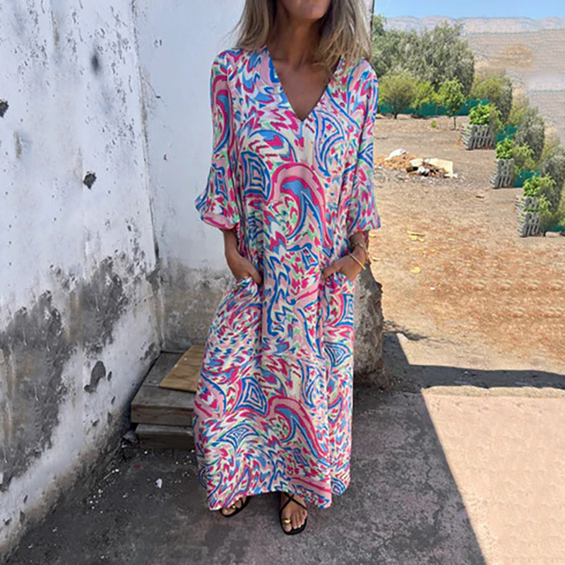 Maïka – Robe Longue Féminine avec Poches Pratiques