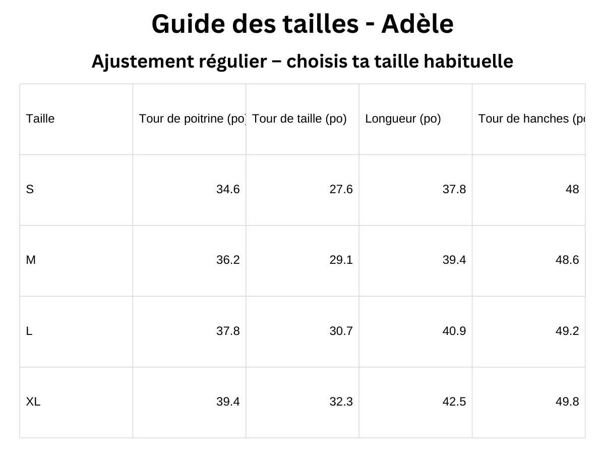 Guide des tailles