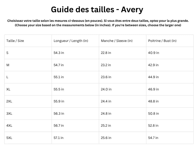 Guide des tailles