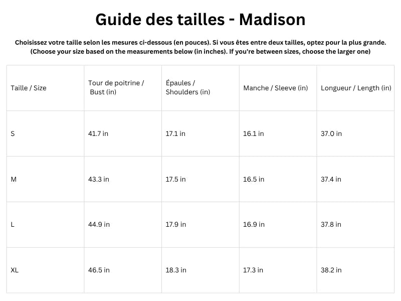 Guide des tailles