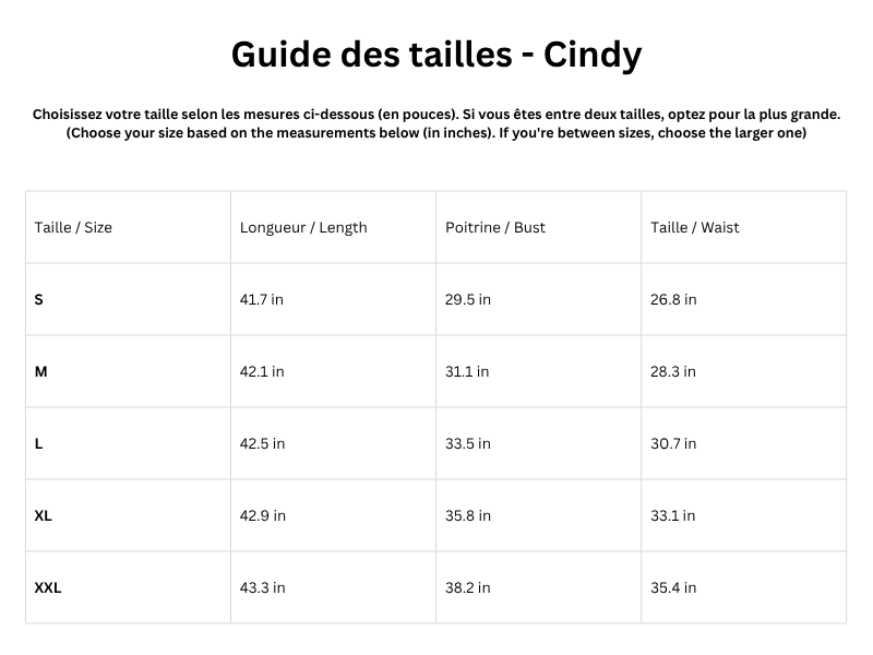 Guide des tailles