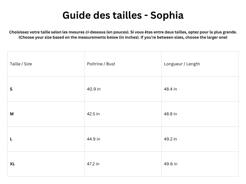 Guide des tailles