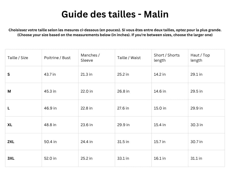 Guide des tailles