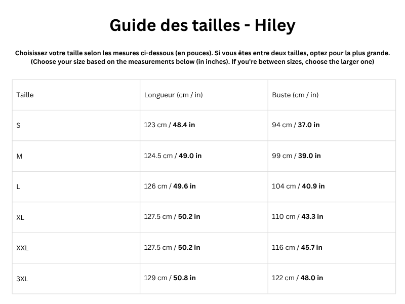 Guide des tailles