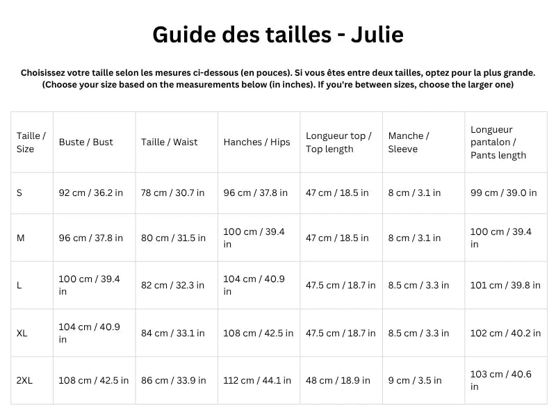 Guide des tailles