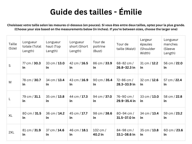 Guide des tailles