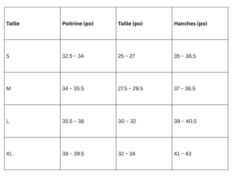 Guide des tailles