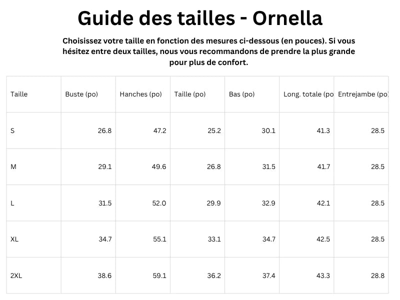 Guide des tailles