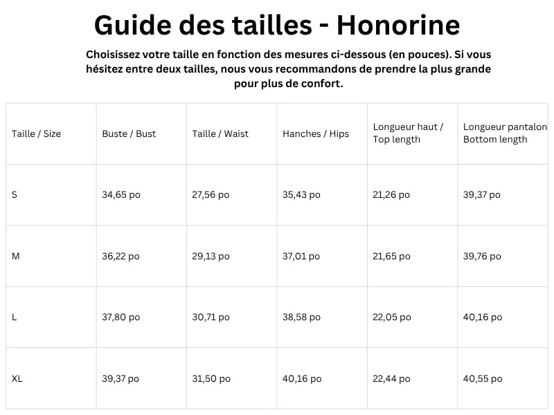 Guide des tailles