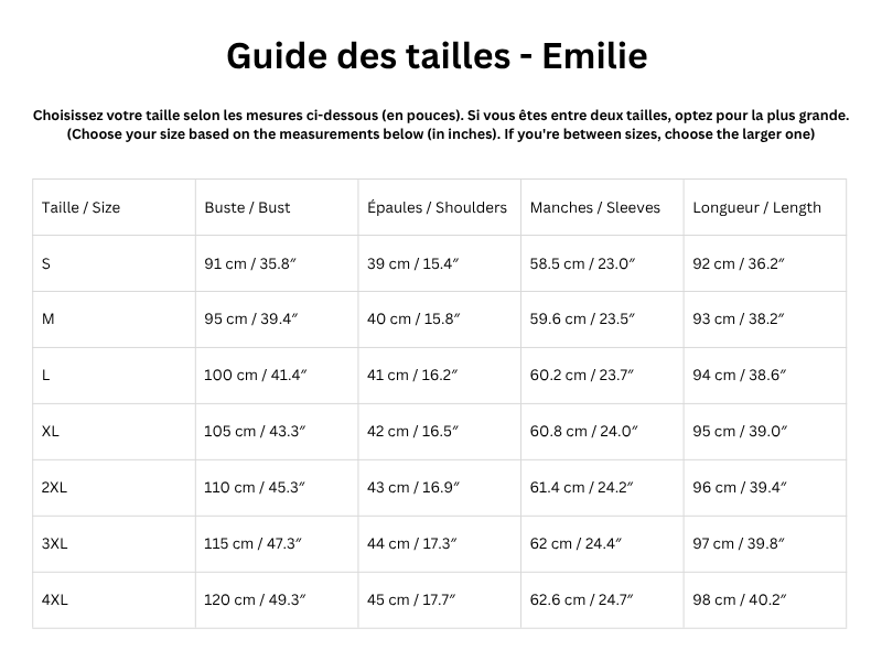 Guide des tailles
