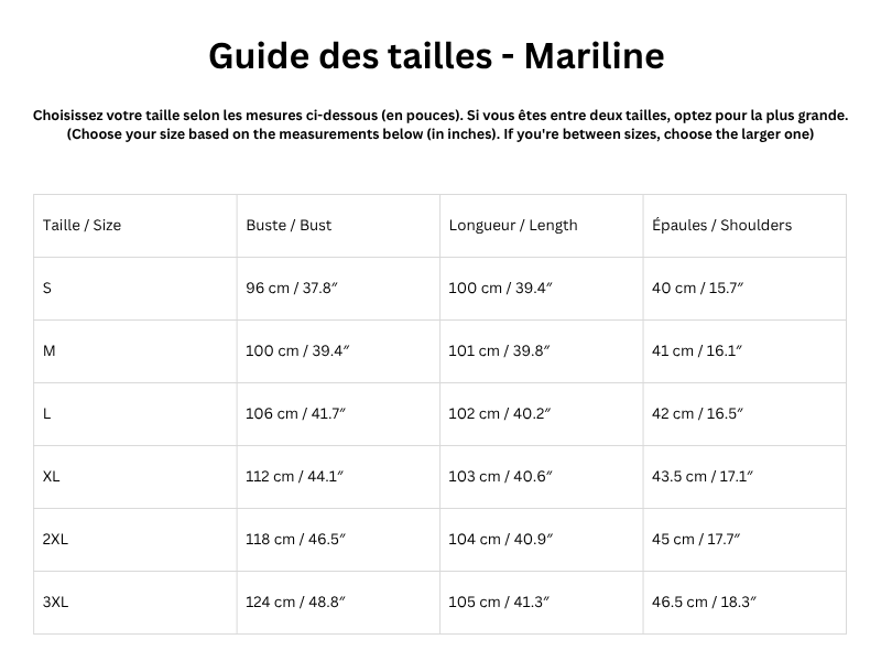 Guide des tailles