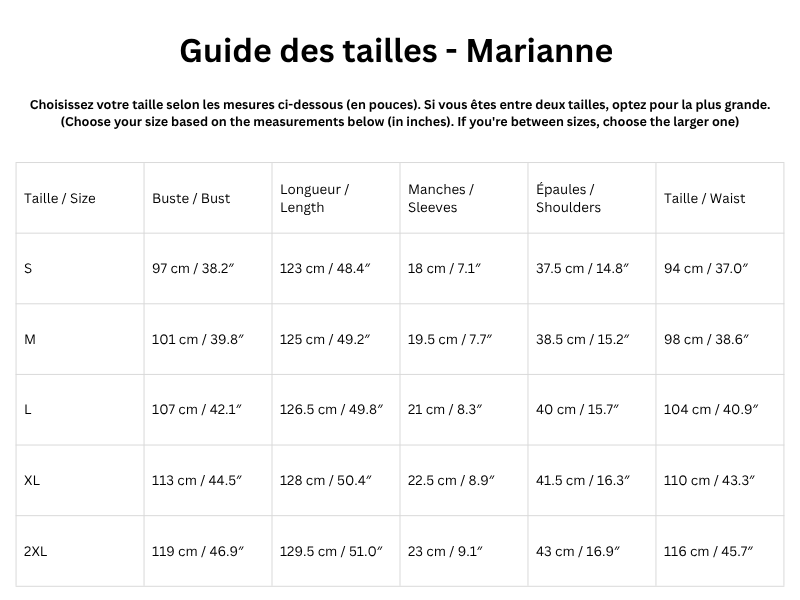 Guide des tailles