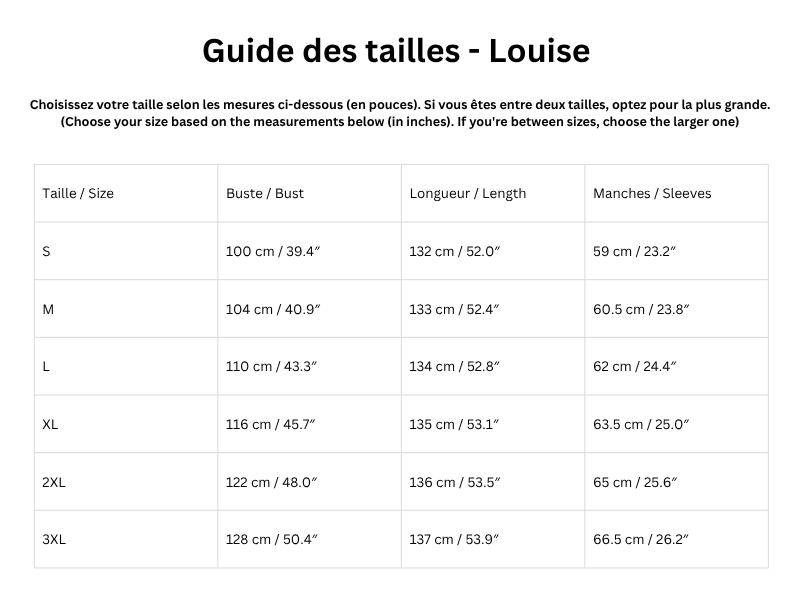Guide des tailles