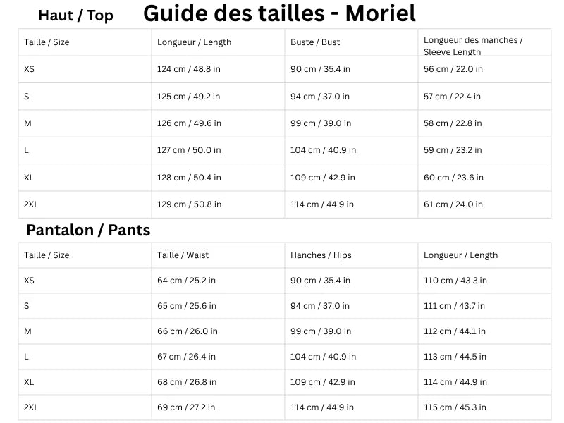 Guide des tailles